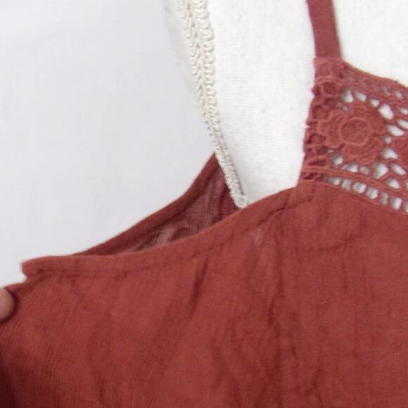 Glamorous Curve Romper Rust Color Size 18W Cold Shoulder Floral Lace Accents - Picture 5 of 6